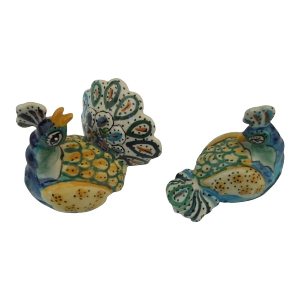 Blue Sky Peacock Ceramic Salt and Pepper Shakers Multicolor New - Picture 10 of 11